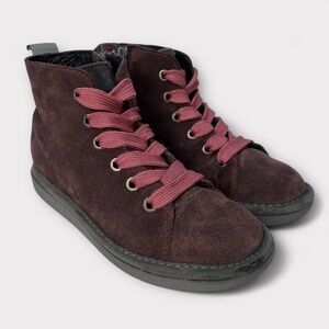 PANCHIC European Kids Suede Lace Up Ankle Boots Girls Boys US 1.5 Italian Shoe